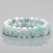 Natural Aquamarine Gemstone Beaded Bracelet from Emeria.in