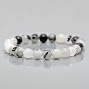Natural Black Rutile Gemstone Beaded Bracelet from Emeria.in