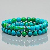 Handmade Synthetic Chrysocolla Gemstone Beaded Stretch Bracelet by Emeria.in
