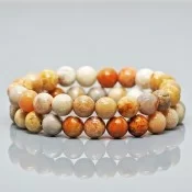 Natural Fossil Coral Gemstone Stretch Bracelet – AA Grade Beads