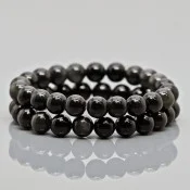 Natural Silver Sheen Obsidian Gemstone Bead Stretch Bracelet for Men and Women