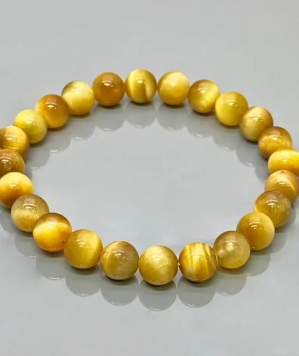 Natural Star Tiger Eye Gemstone Bracelet with smooth round beads