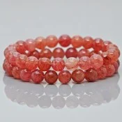 Pink Strawberry Quartz Gemstone Bracelet for Women and Men