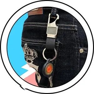 Premium Leather Silver Keychain with metal hook and car hanging chain